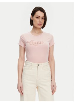 Guess T-Shirt W5GI47 KA0Q1 Różowy Slim Fit ze sklepu MODIVO w kategorii Bluzki damskie - zdjęcie 178854843