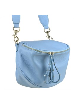 Skórzana baby blue niebieska listonoszka z szerokim paskiem. ze sklepu melon.pl w kategorii Listonoszki - zdjęcie 178858863