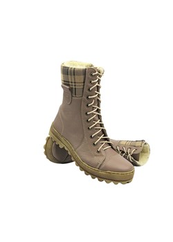 Skórzane trapery damskie - HELIOS Komfort 611, khaki ze sklepu ulubioneobuwie w kategorii Workery damskie - zdjęcie 178871204