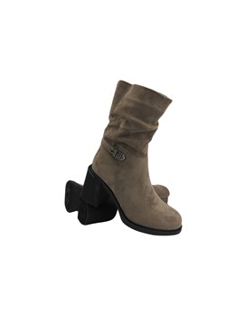 Botki damskie na obcasie - Potocki 24-60310, khaki ze sklepu ulubioneobuwie w kategorii Botki - zdjęcie 178871501