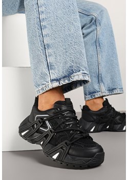 Czarne Sneakersy na Platformie z Cyrkoniami i Geometrycznym Wzorem Lavivione ze sklepu renee.pl w kategorii Buty sportowe damskie - zdjęcie 178883620