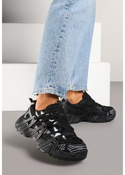 Czarne Sneakersy Ozdobione Geometrycznym Motywem Pollines ze sklepu renee.pl w kategorii Buty sportowe damskie - zdjęcie 178886262