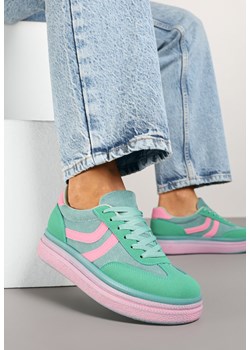 Zielone Sneakersy w Stylu Klasycznych Tenisówek na Grubej Podeszwie Grelritia ze sklepu born2be.pl w kategorii Buty sportowe damskie - zdjęcie 178889163