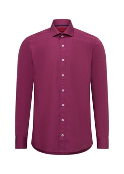 Finshley & Harding Męska koszula biznesowa - Easy Care Mężczyźni Slim Fit Bawełna bordowy jednolity ze sklepu vangraaf w kategorii Koszule męskie - zdjęcie 178899521