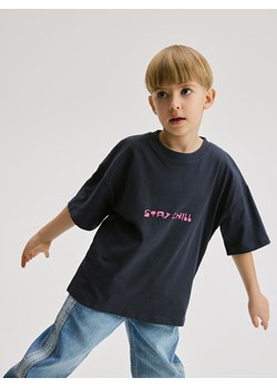 Reserved - Bawełniany t-shirt z nadrukiem - ciemnoszary ze sklepu Reserved w kategorii T-shirty chłopięce - zdjęcie 178902951
