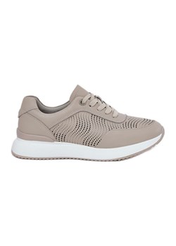 Skórzane Buty Sportowe Sneakersy Damskie S.Barski LR51-551 Beżowe beżowy ze sklepu ButyModne.pl w kategorii Buty sportowe damskie - zdjęcie 178913831