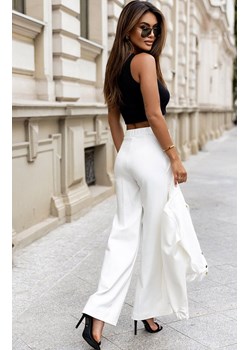 Spodnie śmietankowe z prostymi nogawkami w kant Jinny T30, Kolor śmietankowy, Rozmiar XS/S, Ivon ze sklepu Intymna w kategorii Spodnie damskie - zdjęcie 178915954