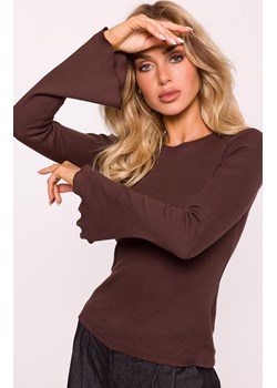 Bluzka damska z długimi poszerzonymi rękawami brązowa M806, Kolor brązowy, Rozmiar 2XL/3XL, MOE ze sklepu Intymna w kategorii Bluzki damskie - zdjęcie 178916134