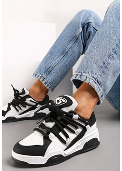 Czarne Sneakersy na Grubej Podeszwie z Imitacji Skóry z Grubymi Sznurowadłami Virinal ze sklepu renee.pl w kategorii Buty sportowe damskie - zdjęcie 178930194