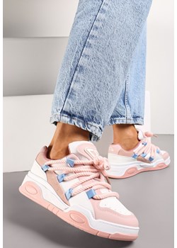 Różowe Sneakersy na Grubej Podeszwie z Imitacji Skóry z Grubymi Sznurowadłami Virinal ze sklepu renee.pl w kategorii Buty sportowe damskie - zdjęcie 178930204