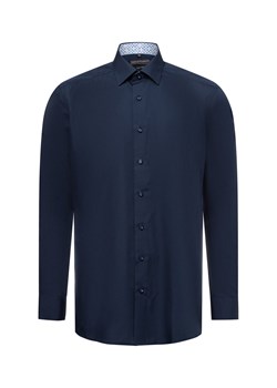 Finshley & Harding Męska koszula biznesowa - Easy Care Mężczyźni Modern Fit Bawełna granatowy jednolity ze sklepu vangraaf w kategorii Koszule męskie - zdjęcie 178936740