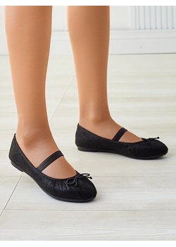 Royalfashion Błyszczące damskie baleriny z kokardką i gumką Safte ze sklepu royalfashion.pl w kategorii Balerinki - zdjęcie 178941753