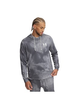 Męska bluza dresowa nierozpinana z kapturem Under Armour UA Rival Terry AOP Hood Q1 - szara ze sklepu Sportstylestory.com w kategorii Bluzy męskie - zdjęcie 178945294