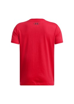 Chłopięcy t-shirt z nadrukiem Under Armour UAB Hoops Next SS - czerwony ze sklepu Sportstylestory.com w kategorii T-shirty chłopięce - zdjęcie 178945344