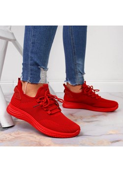Buty sportowe siatkowe lekkie czerwone NEWS ze sklepu ButyModne.pl w kategorii Buty sportowe damskie - zdjęcie 178945690