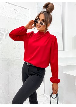 ELEGANCKA BLUZKA Z BUFIASTYMI RĘKAWAMI- CZERWONA ze sklepu olika.com.pl w kategorii Bluzki damskie - zdjęcie 178957282