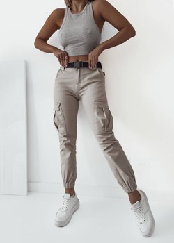 SPODNIE BOJÓWKI Z KIESZENIAMI+ PASEK- BEŻOWE ze sklepu olika.com.pl w kategorii Spodnie damskie - zdjęcie 178959040