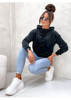 WELUROWA BLUZA Z KAPTUREM- CZARNA ze sklepu olika.com.pl w kategorii Bluzy damskie - zdjęcie 178960261