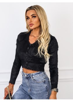 FUTRZANY SWETER ZAPINANY NA GUZIKI- CZARNY ze sklepu olika.com.pl w kategorii Swetry damskie - zdjęcie 178966680
