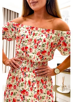 SUKIENKA HISZPANKA MAXI W KWIATY Z GUMĄ W PASIE- ŻÓŁTA ze sklepu olika.com.pl w kategorii Sukienki - zdjęcie 178968183