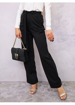 ELEGANCKIE SPODNIE Z WIĄZANIEM W PASIE- CZARNE ze sklepu olika.com.pl w kategorii Spodnie damskie - zdjęcie 178968562