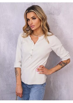 BLUZKA ZAPINANA NA GUZIKI Z PODWIJANYMI RĘKAWAMI- JASNOSZARA ze sklepu olika.com.pl w kategorii Bluzki damskie - zdjęcie 178969524