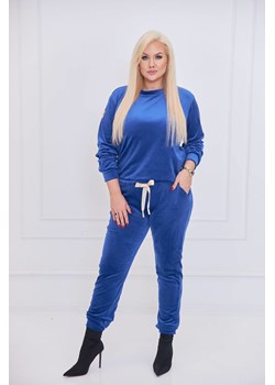 CHABROWY KOMPLET DRESOWY WELUROWY Z OZDOBNĄ NASZYWKĄ- PLUS SIZE ze sklepu olika.com.pl w kategorii Dresy damskie - zdjęcie 178970223