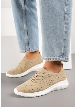 Beżowe Sneakersy z Ażurową Cholewką Grellio ze sklepu born2be.pl w kategorii Buty sportowe damskie - zdjęcie 178975624