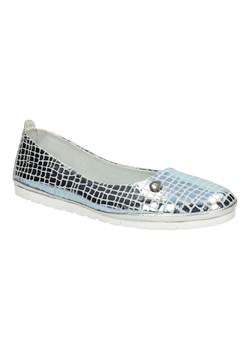 Skórzana balerina damska Pollonus niebieskie srebro croco 5-1330-005 ze sklepu butyolivier w kategorii Balerinki - zdjęcie 178980933