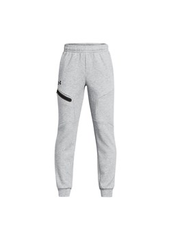 Chłopięce spodnie dresowe Under Armour UA B Unstoppable Flc Jogger - szare ze sklepu Sportstylestory.com w kategorii Spodnie męskie - zdjęcie 178981183