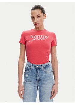 Tommy Jeans T-Shirt DW0DW20459 Różowy Slim Fit ze sklepu MODIVO w kategorii Bluzki damskie - zdjęcie 178981524