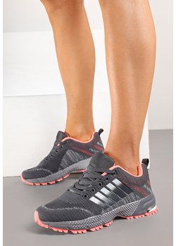 Szaro-Różowe Buty Sportowe Sznurowane z Wstawkami i Perforacją Kothy ze sklepu born2be.pl w kategorii Buty sportowe damskie - zdjęcie 178989663