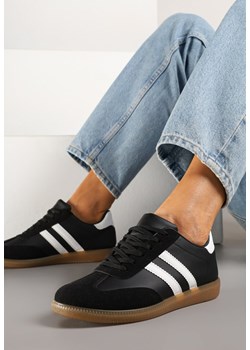Czarne Sneakersy w Stylu Klasycznych Tenisówek z Ozdobnymi Przeszyciami Revasa ze sklepu born2be.pl w kategorii Buty sportowe damskie - zdjęcie 178989672