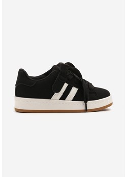 Czarne Buty Sportowe Zapinane na Rzep z Ozdobnym Sznurowaniem Eranillea ze sklepu born2be.pl w kategorii Buty sportowe dziecięce - zdjęcie 178993921