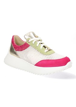 Skórzane Sneakersy Damskie Biały/Fuksja Pollonus 5-1733-002 ze sklepu butyolivier w kategorii Buty sportowe damskie - zdjęcie 178994101