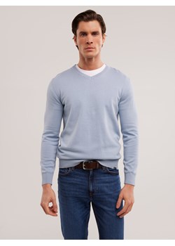 Sweter męski bawełniany z dekoltem v-neck niebieski Vassic 400 ze sklepu Big Star w kategorii Swetry męskie - zdjęcie 178999132