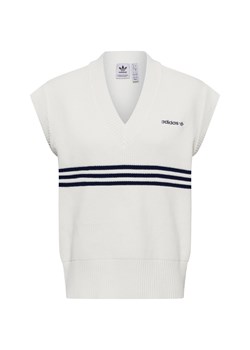 adidas Originals Sweter damski - kamizelka dzianinowa Kobiety biały jednolity ze sklepu vangraaf w kategorii Kamizelki damskie - zdjęcie 178999484