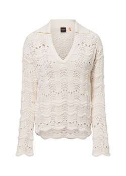 BOSS Orange Damski sweter z dzianiny - Fyder Kobiety écru wypukły wzór tkaniny ze sklepu vangraaf w kategorii Swetry damskie - zdjęcie 178999503