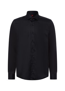 Finshley & Harding Męska koszula biznesowa - non-iron Mężczyźni Slim Fit Bawełna czarny jednolity ze sklepu vangraaf w kategorii Koszule męskie - zdjęcie 178999523