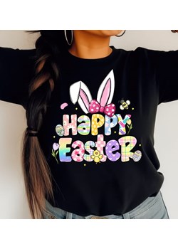 Czarna Damska koszulka Happy Easter ze sklepu Time For Fashion w kategorii Bluzki damskie - zdjęcie 179001864