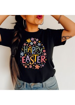 Czarna Damska koszulka Happy Easter ze sklepu Time For Fashion w kategorii Bluzki damskie - zdjęcie 179001874