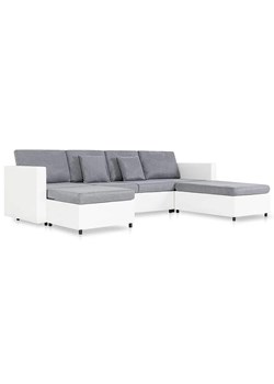 4-osobowa rozkładana biała sofa z jasnoszarymi poduszkami - Umika 4Q ze sklepu Edinos.pl w kategorii Narożniki - zdjęcie 179002531