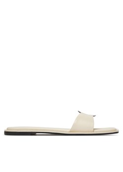 Klapki Calvin Klein Flat Slide W/Ck Hw Big - Lth HW0HW02482 Écru ze sklepu eobuwie.pl w kategorii Klapki damskie - zdjęcie 179008130