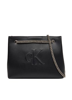 Torebka Calvin Klein Jeans Sculpted Chain Shoulder Bag LV04K3163G Czarny ze sklepu eobuwie.pl w kategorii Torebki damskie - zdjęcie 179008161