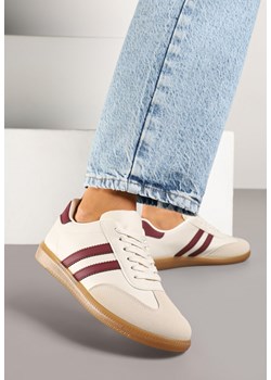 Beżowo-Bordowe Sneakersy Typu Kultowe Tenisówki Zdobione Przeszyciami Remiana ze sklepu renee.pl w kategorii Buty sportowe damskie - zdjęcie 179009692