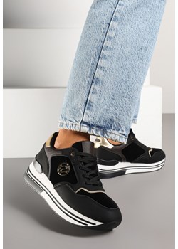 Czarne Sneakersy na Platformie z Metaliczną Ozdobą Roniane ze sklepu renee.pl w kategorii Buty sportowe damskie - zdjęcie 179009710