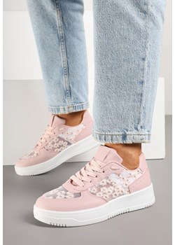 Różowe Sneakersy z Haftem i Zdobieniami z Siateczki Lirivessa ze sklepu renee.pl w kategorii Buty sportowe damskie - zdjęcie 179014503