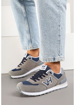 Szare Sneakersy z Geometryczną Aplikacją Halaniela ze sklepu born2be.pl w kategorii Buty sportowe damskie - zdjęcie 179014973