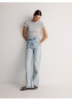 Reserved - Bawełniany t-shirt - jasnoszary ze sklepu Reserved w kategorii Bluzki damskie - zdjęcie 179019484