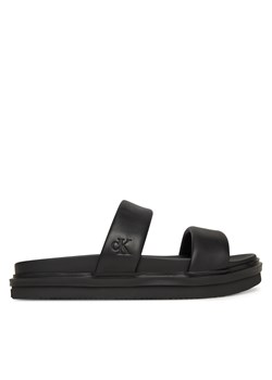 Klapki Calvin Klein Jeans Flat Molded Doublebar Sandal Lth YM0YM01226 Czarny ze sklepu eobuwie.pl w kategorii Klapki męskie - zdjęcie 179020844